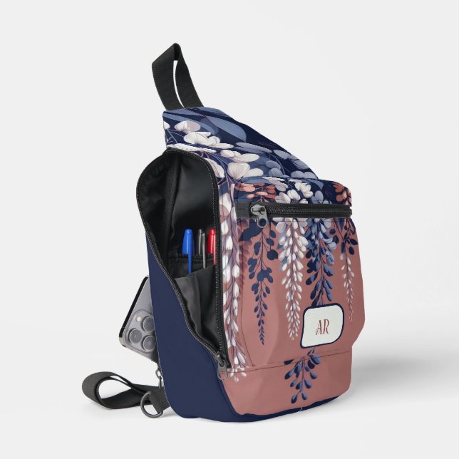 Mongram Navy Rose Wisteria Elegance Crossbody Bag (Offen)
