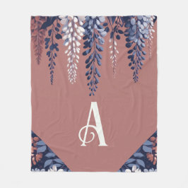 Mongram Navy Rose Wisteria Elegance Fleecedecke