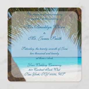 Mongram Palmen on Beach Hochzeitseinladungen Einladung