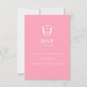 Mongram Pink RSVP Card Hochzeitswebsite