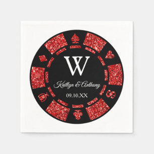 Mongram Poker Mongram Casino Hochzeit von Red Glit Serviette
