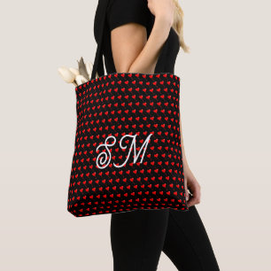 Mongram Rotes Herz Mädchenhaft Ballon Schwarz All Tasche