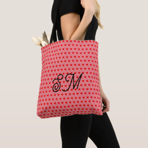 Mongram Rotes Herz Spaß Ballon Rosa Alloverdruck Tasche