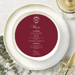Mongram Round Wedding Menu Cards Burgundy Menükarte<br><div class="desc">Eine schicke Kalligraphy Wedding Menu Card. I do offer a free customisation service,  if you have any anfragen or special requests,  please feel free to contact me.</div>