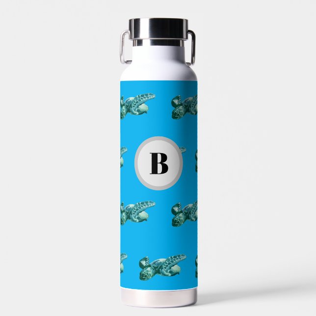 Mongram Sea Turtle Pattern Ocean Trinkflasche (Vorne)