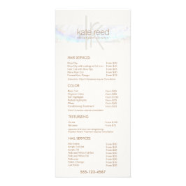 Mongram Seashell Salon Price List Service Menu Werbekarte