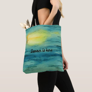 Mongram Sommer ist hier Sonnenuntergang Blaues Gem Tasche
