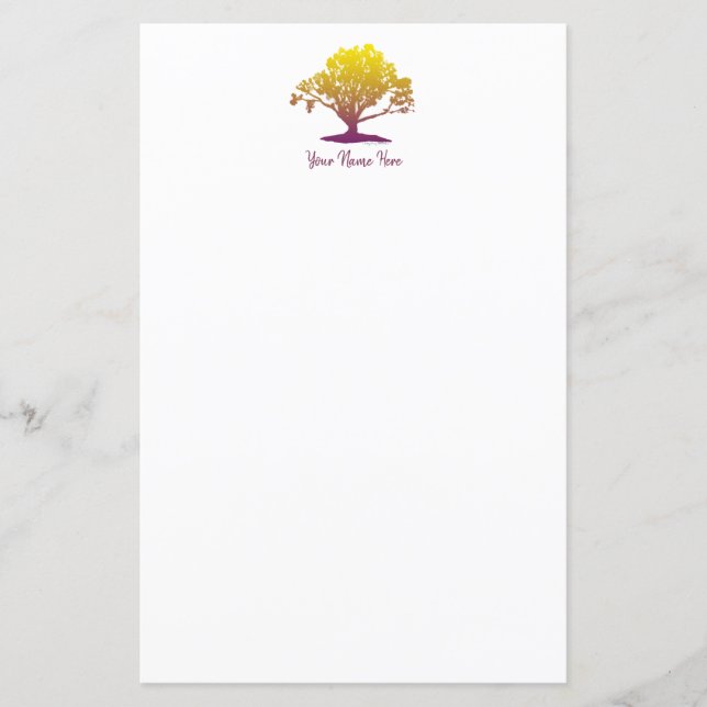 Mongram Stationery Sheet "Eleganter Baum des Leben (Vorderseite)