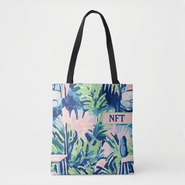 Mongram Tropical Floral Golf Totbeutel Tasche (Vorderseite)