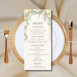 Mongram Vintag Floral Italian Arch Wedding Menu Menükarte