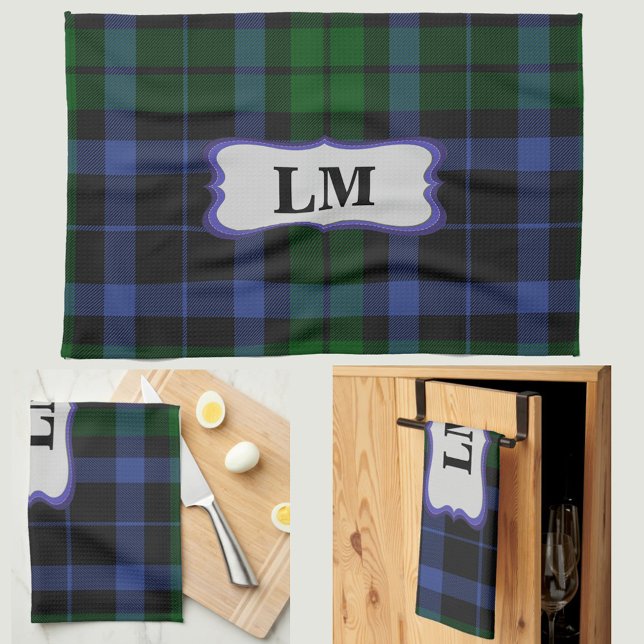 Mongram Wallace Tartan Blue Green Sports & Kitchen Handtuch (Mongram Wallace Tartan Blue Green Sports & Kitchen Towel)