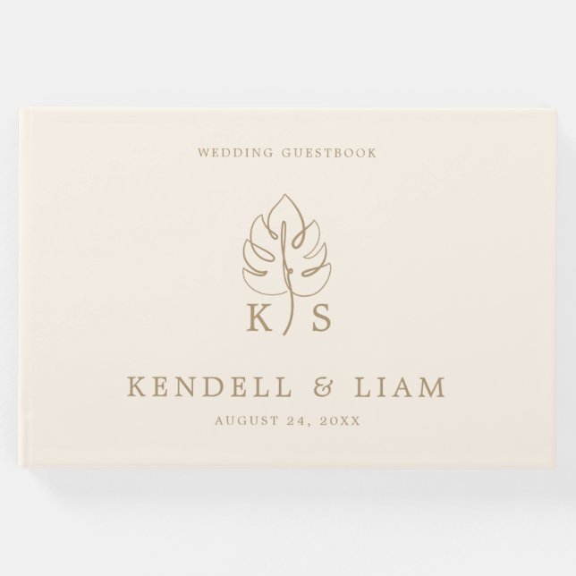 Mongram Wedding Logo Monstera Gästebuch (Vorderseite)