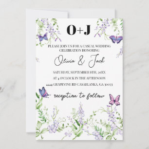 Mongram Wisteria Blume Schmetterling Hochzeit Einladung