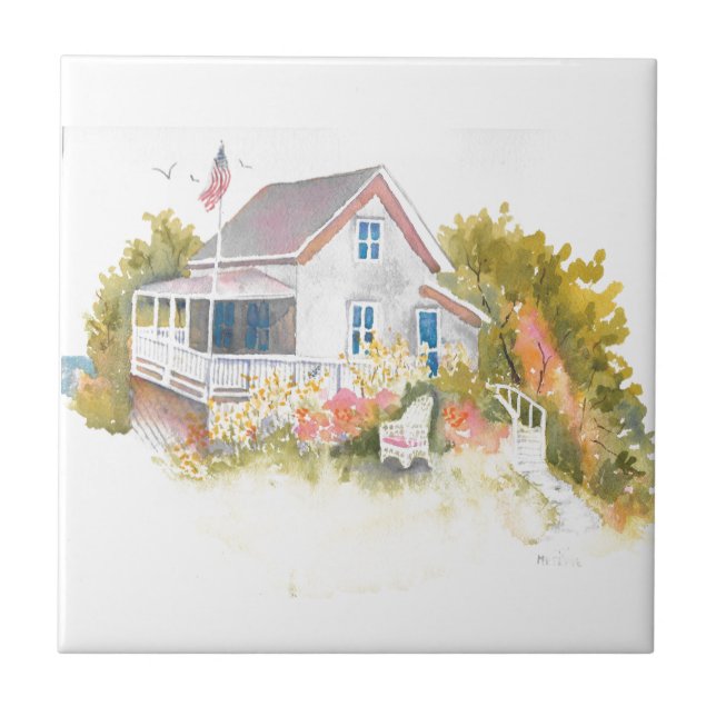 Monhegan Hütte J Kilburn Fliese (Vorderseite)