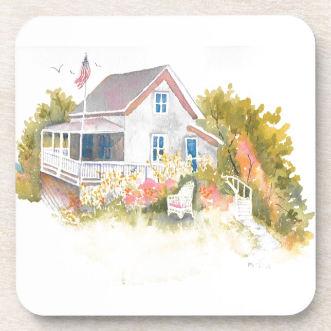 Monhegan Hütte J Kilburn Getränkeuntersetzer (Vorderseite)
