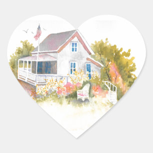 Monhegan Hütte J Kilburn Herz-Aufkleber