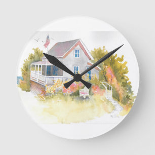 Monhegan Hütte J Kilburn Runde Wanduhr