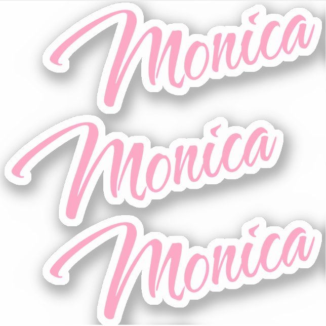 Monica-Dekorname in Rosa x3-Aufkleber Aufkleber (Vorderseite)