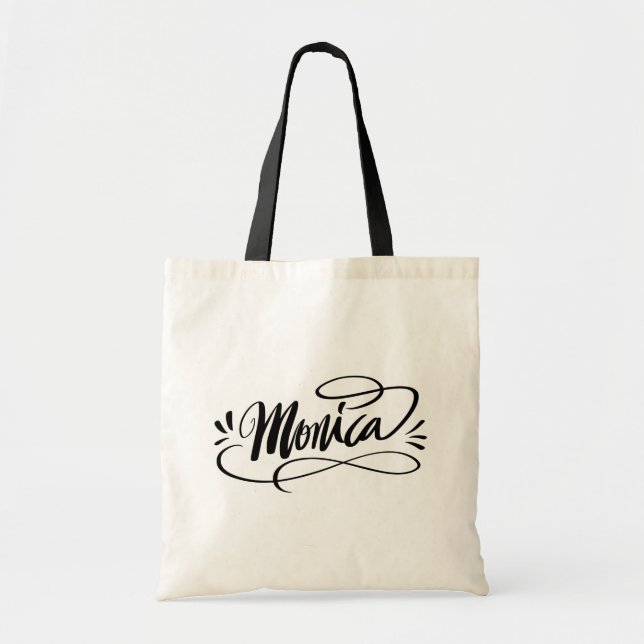 Monica - Personalisierte Kalligraphiebezeichnung T Tragetasche (Vorne)