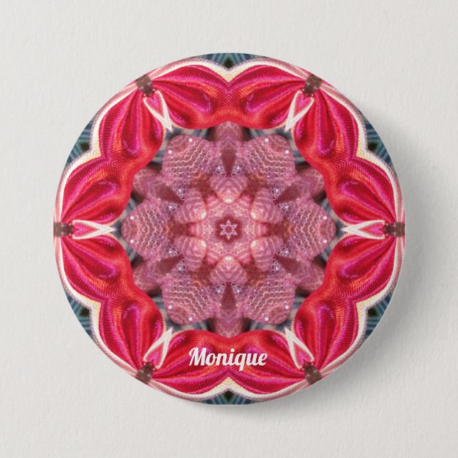MONIQUE ~ White Pink Green BLING ~ Button (Vorderseite)