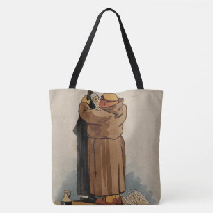 Monk baiser Nun, Funny Sac fourre-tout d'aquarelle