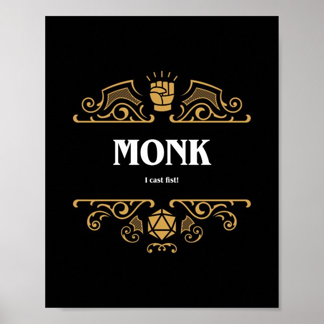 Monk Class Tabletop RPG Gaming Poster (Vorne)