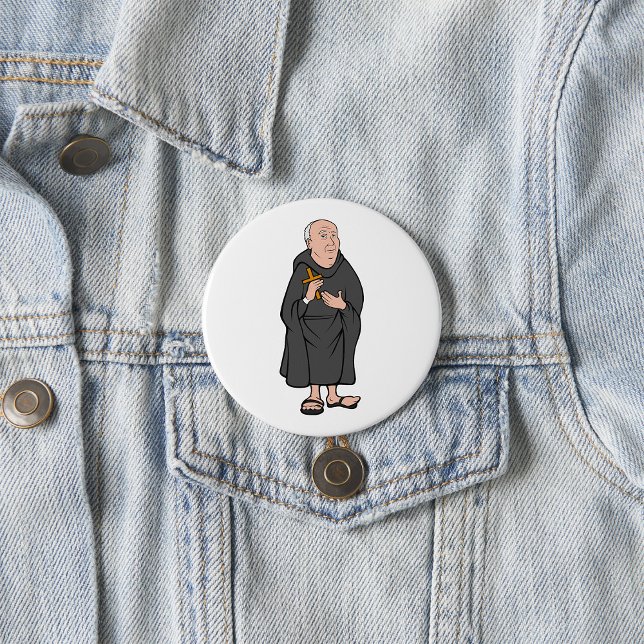 Monk Holding Cross in Robe Mittelalterliche Religi Button (Von Creator hochgeladen)