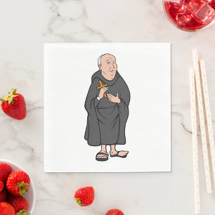 Monk Holding Cross in Robe Mittelalterliche Religi Serviette