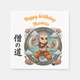 Monk Martial Arts Anime Chibi Gamer Birthday Serviette