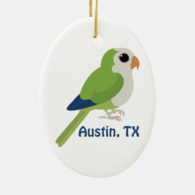 Monk Parakeet - Austin, Texas Keramikornament (Hinten)