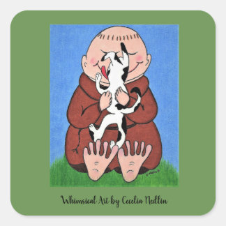 Monk with Dog stickers