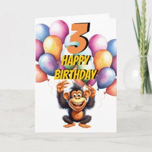 Monkey 3. Geburtstagskarte Karte
