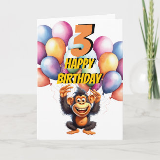 Monkey 3. Geburtstagskarte Karte