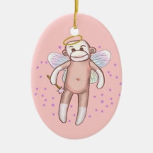 Monkey Angel Oval Ornament