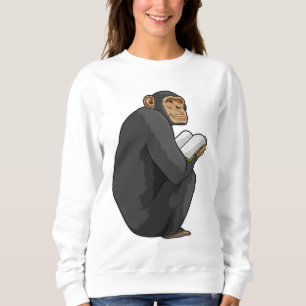 Monkey as Nerd with Book Sweatshirt