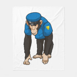 Monkey as Police officer with Uniform Fleecedecke