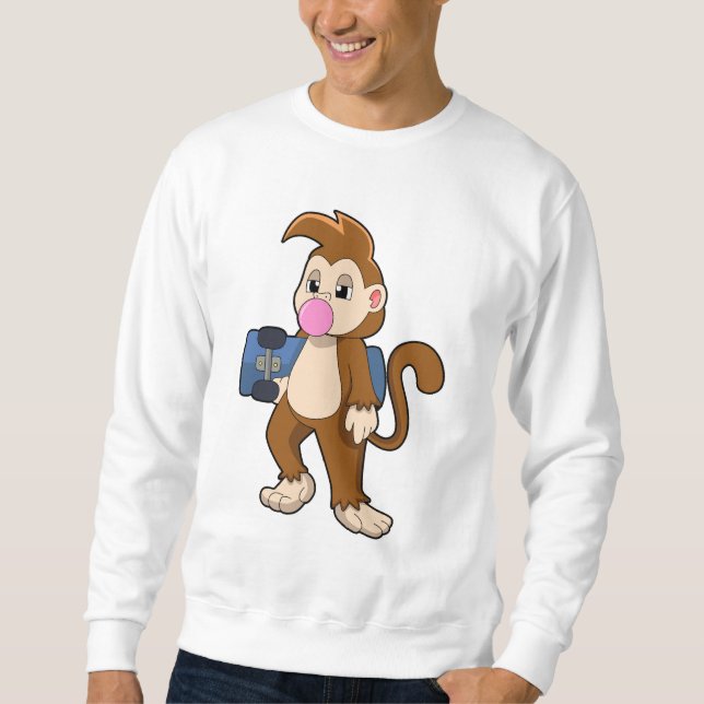 Monkey as Skater with Skateboard Sweatshirt (Vorderseite)