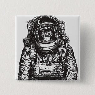 Monkey Astronaut Button