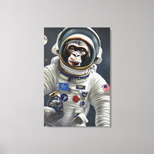 Monkey Astronaut Canvas Print Leinwanddruck (Vorderseite)
