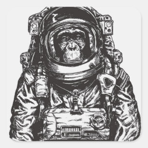 Monkey Astronaut Quadratischer Aufkleber