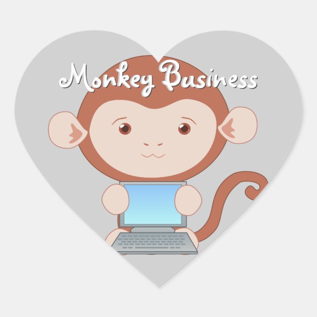 Monkey-Aufkleber des Computers Herz-Aufkleber (Vorderseite)
