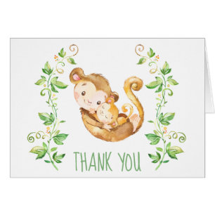 Monkey Baby Dusche Party Vielen Dank Note Card