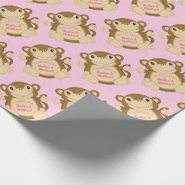 Monkey Baby Dusche Pink Geschenkpapier