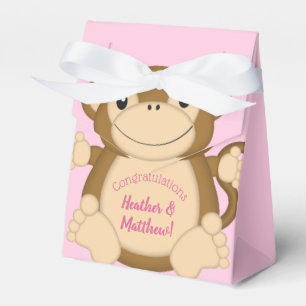 Monkey Baby Dusche Pink Geschenkschachtel