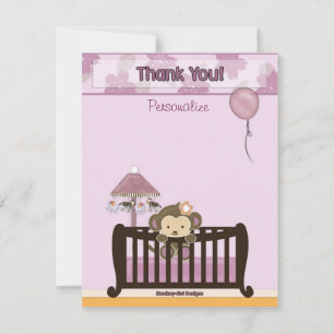 Monkey Baby Shooter FLAT#1 Danke ORCHID Mitteilungskarte