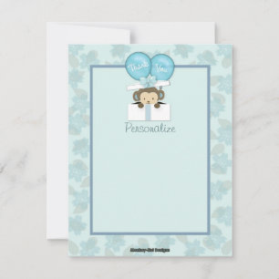 Monkey Baby Shooter FLAT#2 Danke, BLUE Mitteilungskarte