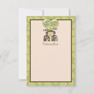 Monkey Baby Shooter FLAT Danke CA 3.5"x5" Mitteilungskarte
