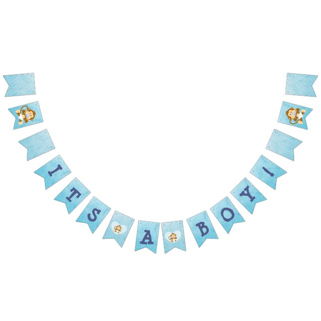 Monkey Baby Showblauer Flaggenbanner Wimpelkette (Alle)
