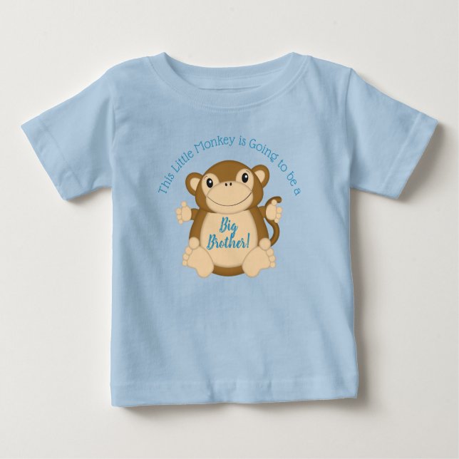 Monkey Baby Shower Blue T-shirt (Vorderseite)