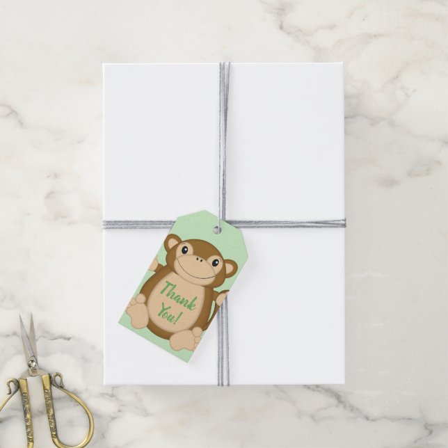 Monkey Baby Shower Dschungel Geschenkanhänger (Mit Garn)